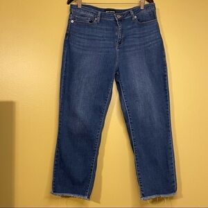 DKNY Rivington Slim Straight Crop Raw Hem Jeans